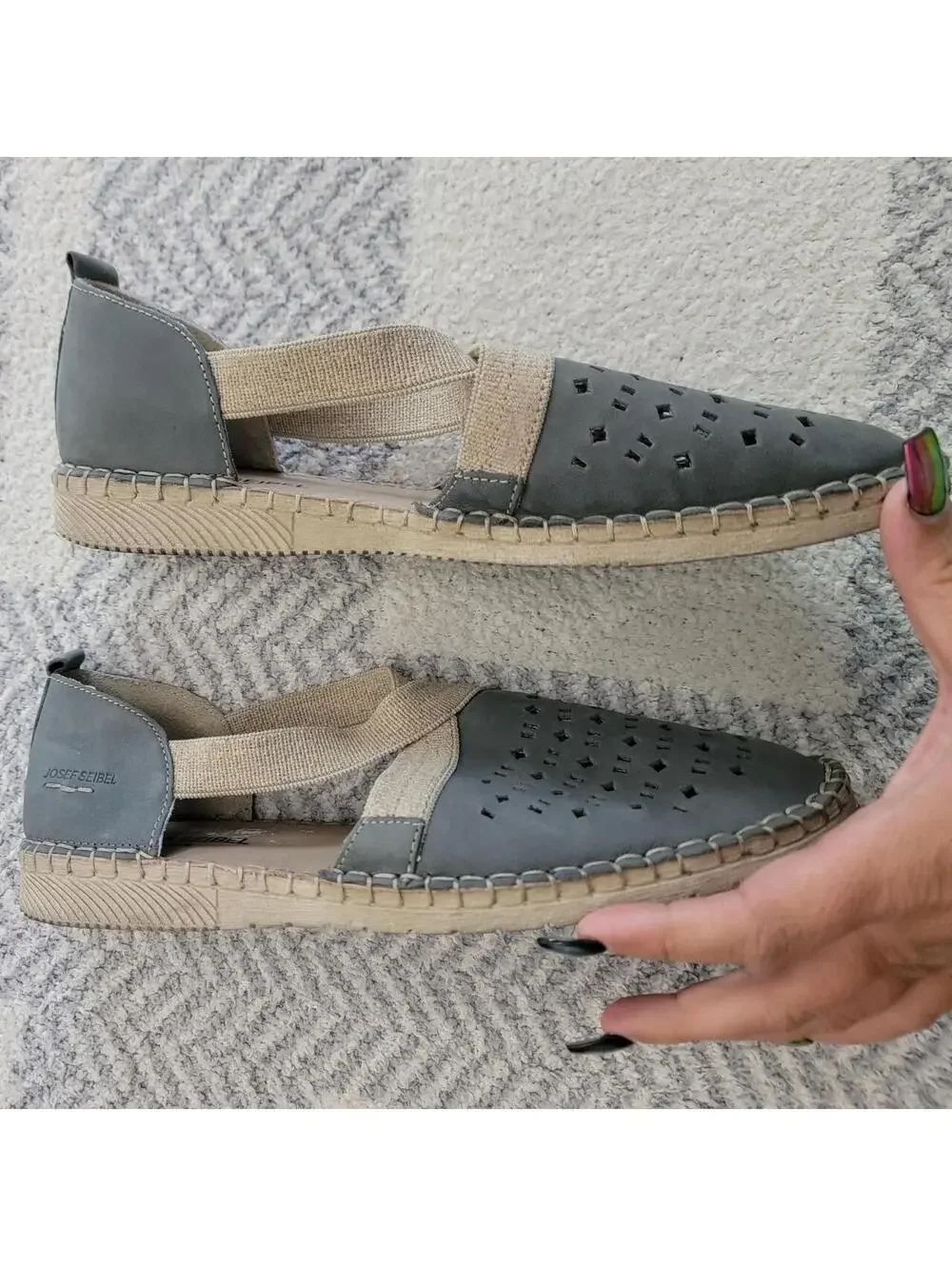 Josef Seibel gray leather espadrille flats